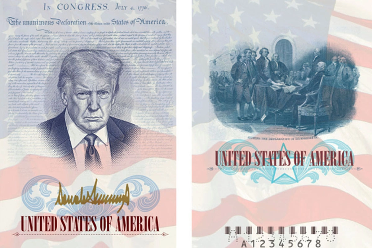 Commemorative US passport comes with a photo of Trump and a warning caption