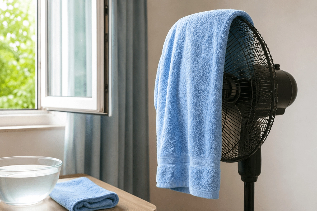 How to cool the house without air conditioning the wet towel trick