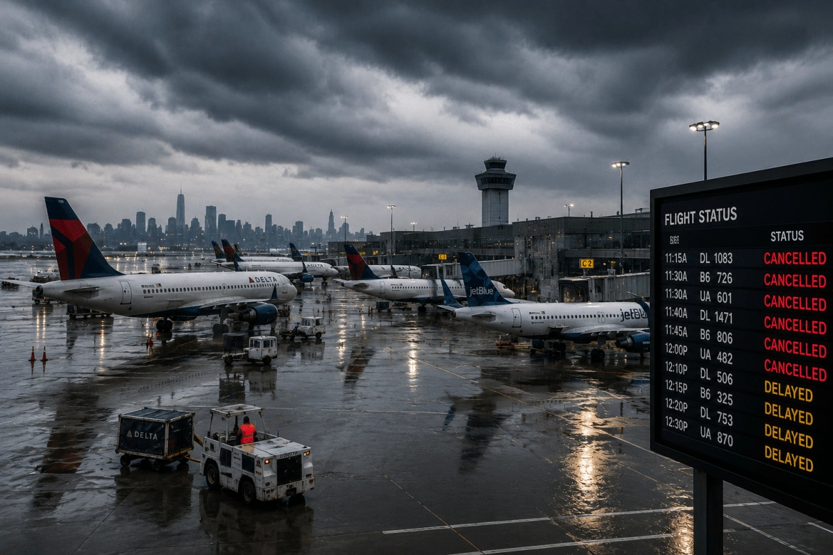 Storms hit New York more than 630 flights canceled at JFK LaGuardia and Newark