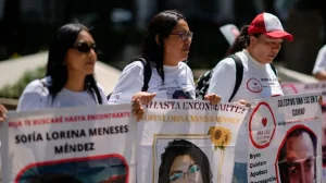 Families of missing people in Mexico arrive at the World Cup headquarters to protest and demand justice